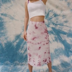 Nasty Gal tie dye satin bias skirt Small